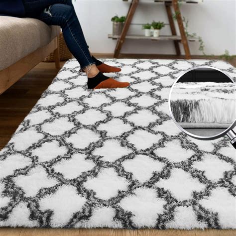 Buy DweIke Fluffy Plush Area Rugs for Bedroom, 4x6 Feet, Moroccan ...