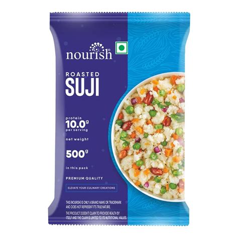 Nourish Roasted Sooji/Suji 500gm Pouch | Wheat Roasted Rava | Zero ...