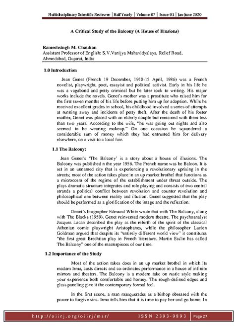 08 - Essay - A Critical Study of the Balcony (A House of Illusions ...