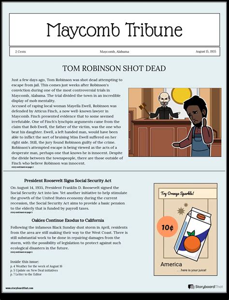 To Kill A Mockingbird Tekening Van Tom Robinson