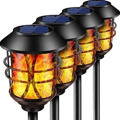 TomCare Solar Outdoor Lights Metal Flickering Flame India | Ubuy