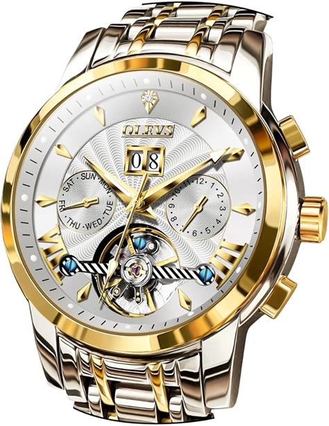 OLEVS Watches for Men Automatic Skeleton 5 Hands Mechanical Luxury ...