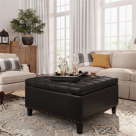 Amazon.com: FiveWillowise Square Leather Ottoman with Storage, Faux ...