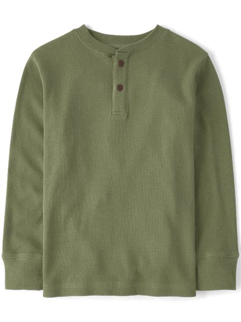 The Children's Place Boys Long Sleeve Thermal Henley Shirt, Sizes XS ...