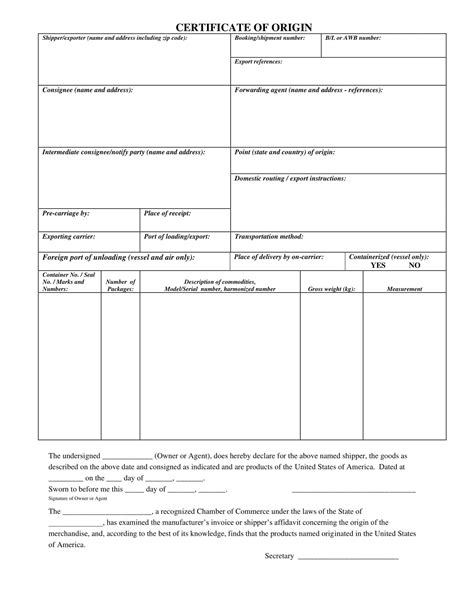 Free Printable Certificate Of Origin Templates [PDF, Word, Excel]