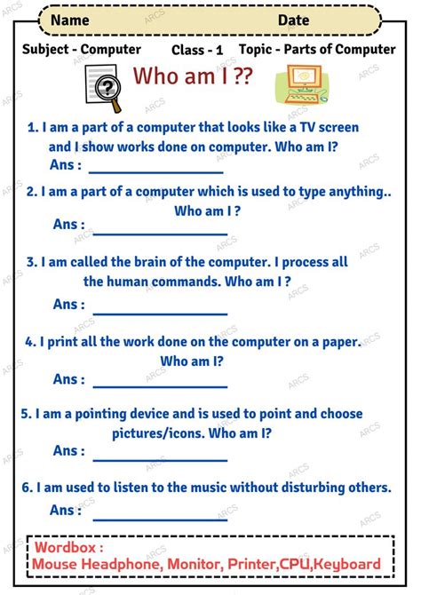 1st Grade Computer Worksheet 的图像结果