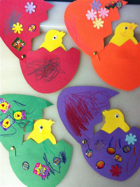 Easter craft for school. Use a picture of the little ones "popping" out ...