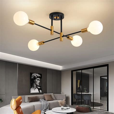 Buy Black Gold Sputnik Chandelier Mid Century Modern Ceiling Light ...