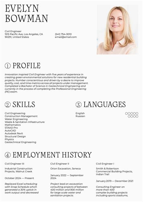 Civil Engineer Resume Example 的图像结果