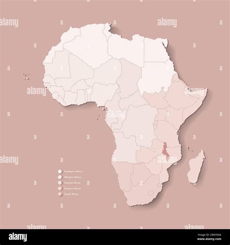 Vector Illustration with African continent with borders of all states ...