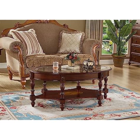 DS-HOMEPORT Traditional Solid Wood Coffee Table with Tempered India | Ubuy