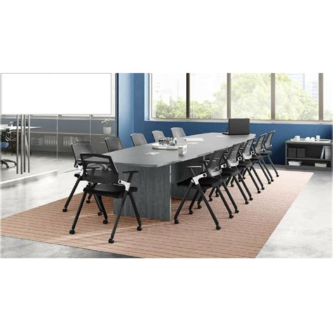 New Grey 14 Ft Executive Boat Shaped Conference Table Racetrack ...