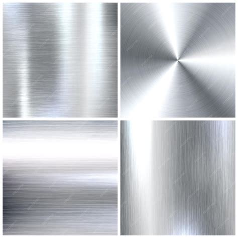 Premium Vector | Realistic brushed metal textures set polished ...