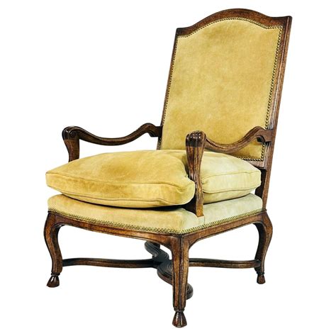 French Louis XV Style Lounge Chair With Suede Upholstery by Minton ...