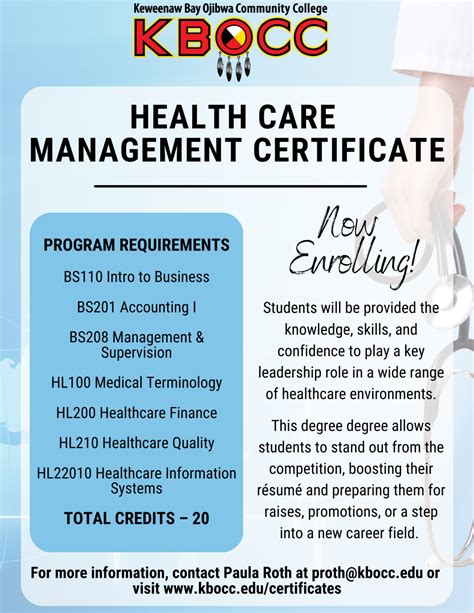 Healthcare Management Certificate - Keweenaw Bay Ojibwa Community College