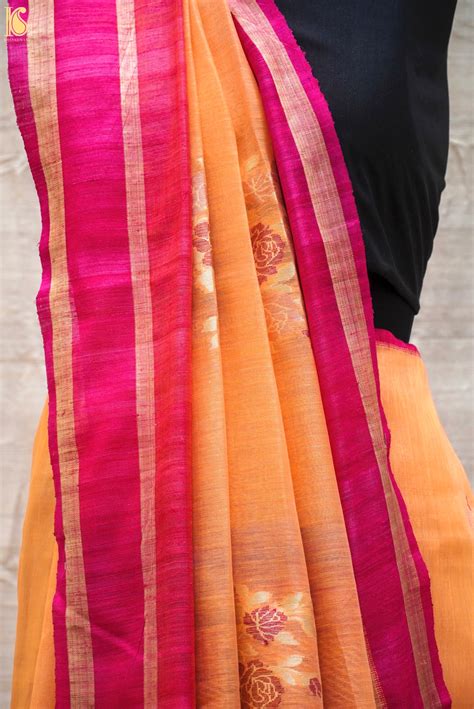 Linen Handloom Banarasi Saree with Kadhua Boota – Khinkhwab