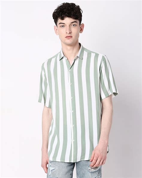 Buy Men's Green Striped Shirt Online in India at Bewakoof