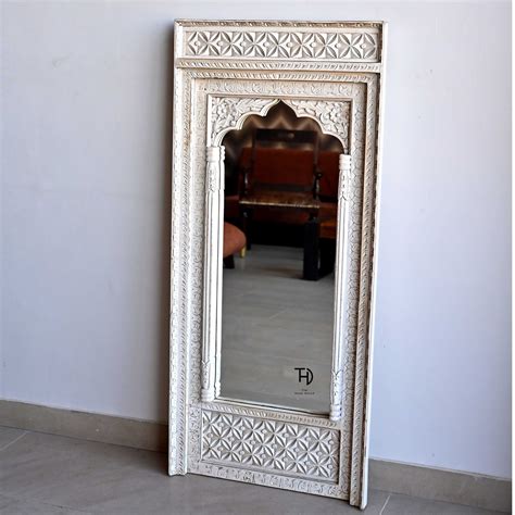 Buy Jharokha Mirror Frame in Antique White Online in India | The Home Dekor