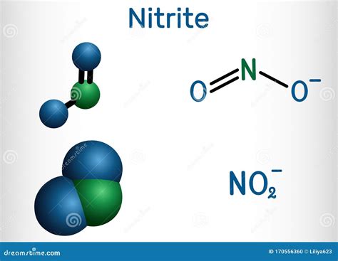 Nitrite Anion, NO2- Molecule. Structural Chemical Formula and Molecule ...