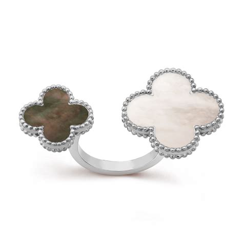 Magic Alhambra Between the Finger ring 18K white gold, Mother-of-pearl ...