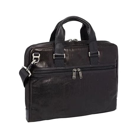 Alpha Bravo Aviano Slim Leather Briefcase