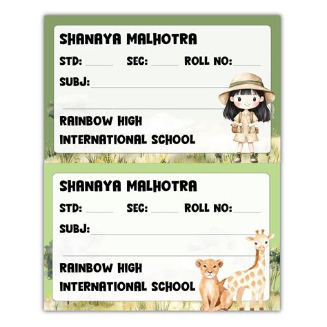 School Book Labels - African Safari (Girl) – thedesignfactoryshop