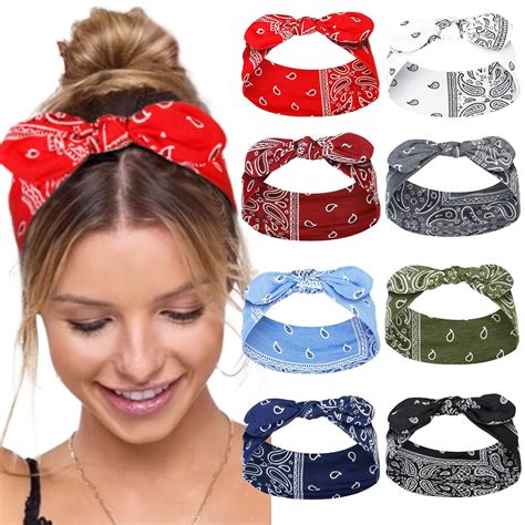 Dalrosia Women Bandana Headband with Bow Paisley Cute Summer Hair ...