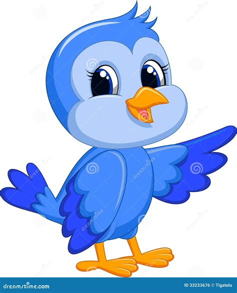 Cute Blue Bird Cartoon Royalty Free Stock Image - Image: 33233676
