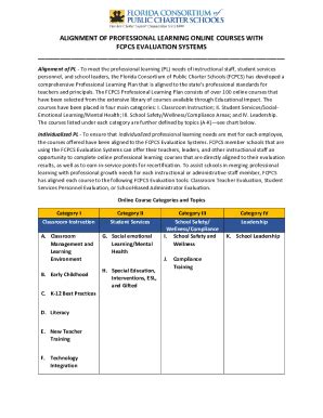 Fillable Online alignment of professional learning online courses with ...