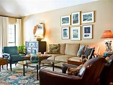 Living Room Pictures Gallery by Eclectic Living Room With Gallery Wall And Rug Hgtv Living Room Pictures Gallery