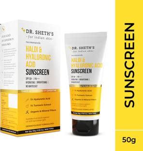 Dr. Sheth’s Sunscreen - SPF 50+ PA+++ Haldi & Hyaluronic Acid Sunscreen ...