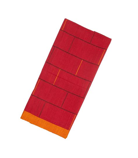 Crimson Woven Bengal Cotton Saree With Checks – RmKV Silks Private Ltd