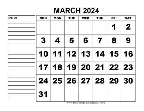 Printable Calendar March 2024 - Free-printable-calendar.com