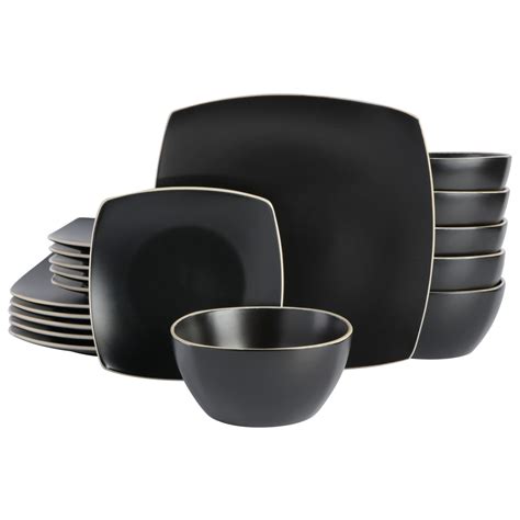Buy Gibson Home Soho Lounge Matte 18 Piece Dinnerware Set - Black ...