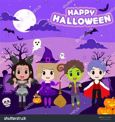 Sticker Poster Halloween Clipart Kids Halloween Stock Vector (Royalty ...