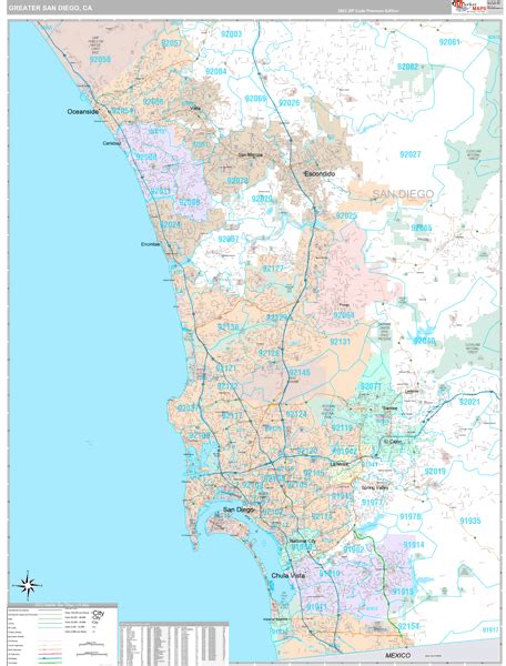 Greater San Diego Metro Area, CA Zip Code Map - Premium