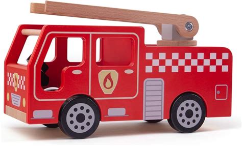 Buy Bigjigs Toys City Wooden Fire Engine - Toy Fire Engine with Swivel ...