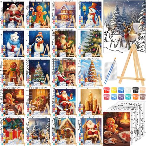 Zhanmai 20 Pack Pre Drawn Canvas for Painting Drawn Canvas Paint Kit ...