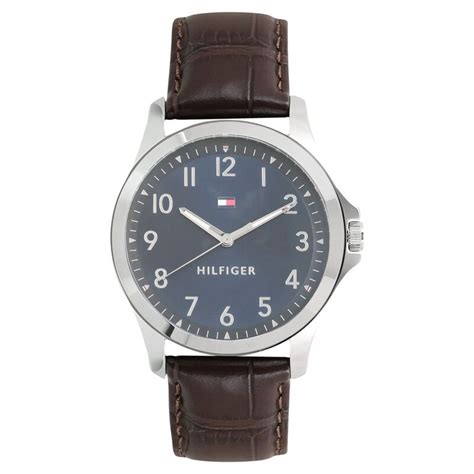 Buy Online Tommy Hilfiger Quartz Analog Blue Dial Leather Strap Watch ...