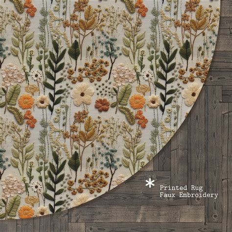 Cottagecore Flower Meadow Round Rug, Floral Round Area Rug Wildflowers ...