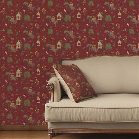 Sair Indian Wallpaper Roll in Red Color | Lifencolors – Life n Colors