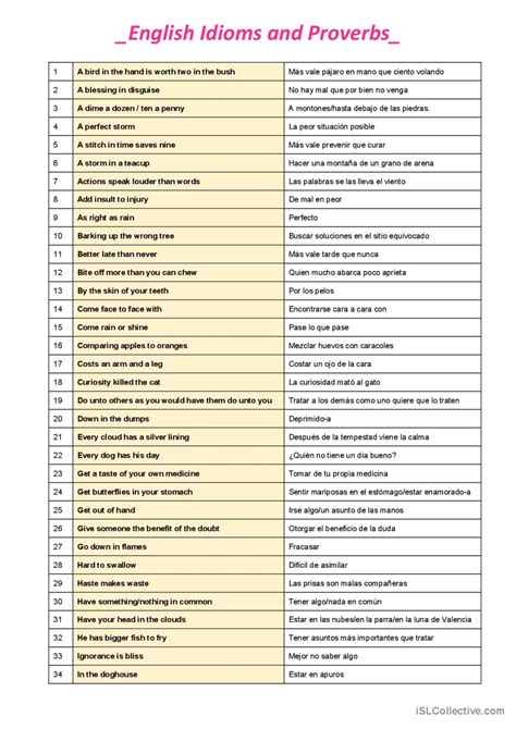 English Idioms And Expressions Worksheets