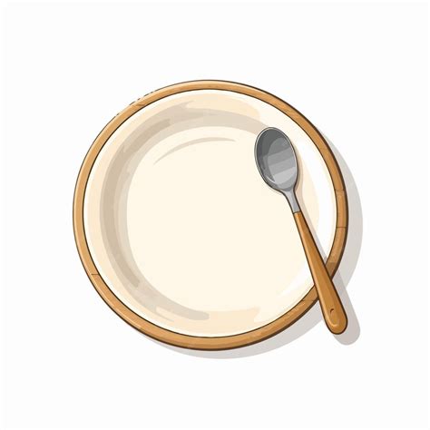 Elegant spoon and plate vector illustration on white background ...