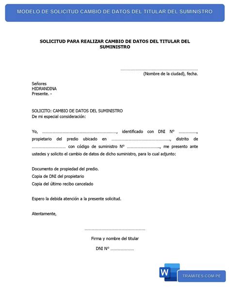 Modelos de Solicitud de Cambio en el recibo de Luz - 【WORD