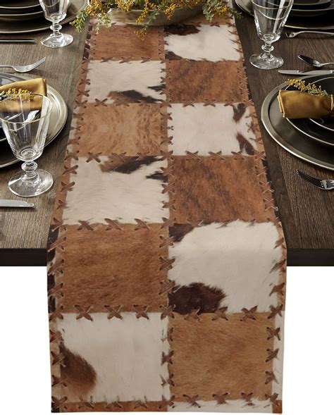 Amazon.com: Western Style Cowhide Leather Animal Hair Cotton Linen ...