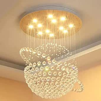 Buy GANE-SHART GA Big 20" Crystal Glass Chandelier Ceiling Light, Led ...