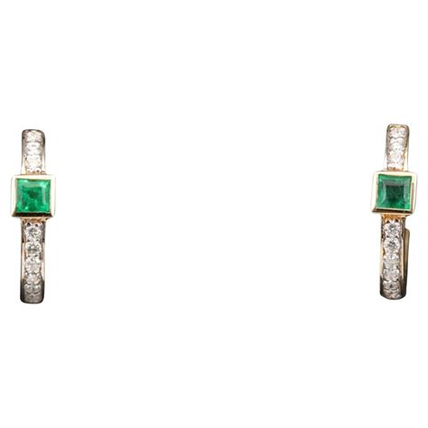 Minimalist Emerald and Diamonds Hoop Earrings, Cute earrings for her ...