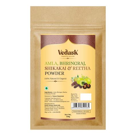 Vedask 100% Pure And Natural Amla, Bhringraj, Shikakai & Reetha Powder ...