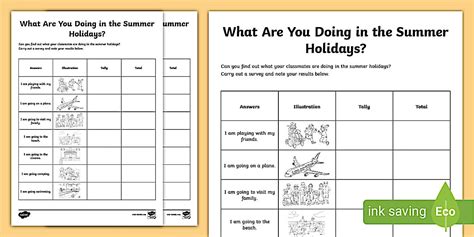 Our Holiday Plans Class Survey Activity