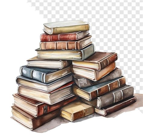 Premium PSD | Books stack watercolor sketch on transparent background